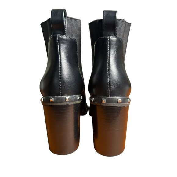 Charles David Sz 7.5 Dodger Black Pointed Toe Studded Ankle Chelsea Boots Moto - Picture 5 of 12